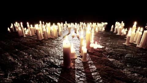 Abundance of Candles Embedded in the Ground Stock Illustration
