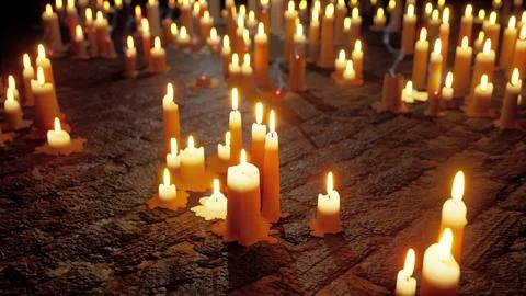 Abundance of Candles on the Ground Stock Illustration