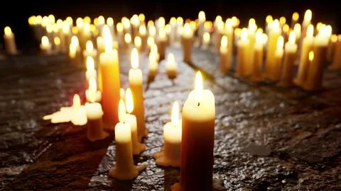 Abundance of Candles on Table Stock Illustration