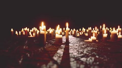 Abundance of Candles on Table Stock Illustration
