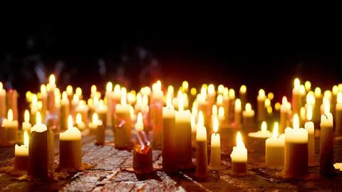 Abundance of Lit Candles on Table Stock Illustration