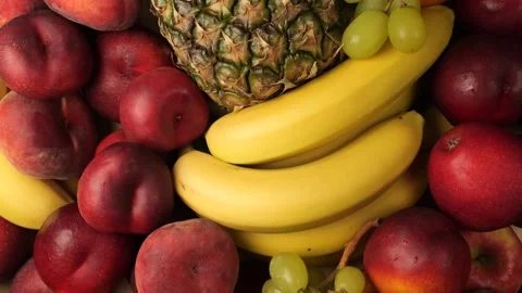 Abundance of rotating fresh organic fruit Stock Footage 343435151