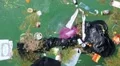 Abuse of environment. Garbage floats in the sea HD Footage