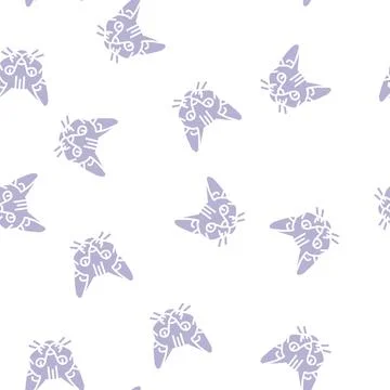 Abyssinian cat cute pet glyph seamless pattern Stock Illustration