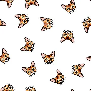 Abyssinian cat cute pet vector seamless pattern Stock Illustration