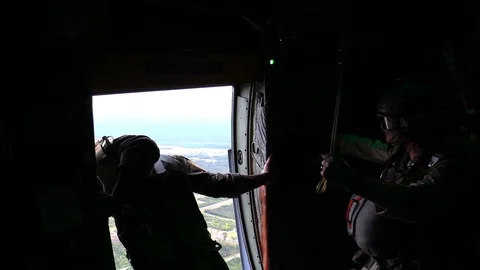 AC-130 with the 193 SOW provide aerial support at Emerald Warrior 2015 - 2015 Stock Footage 99974635