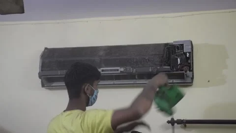 AC cleaning in progress Stock Footage 151593562