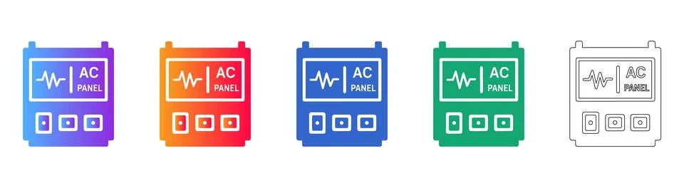AC Electrical Panel Icon Set Stock Illustration