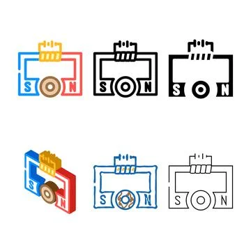 Ac generator electrical engineer color icon vector mix Stock Illustration