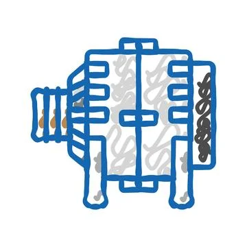 Ac generator electrical engineer icon doodle illustration Stock Illustration