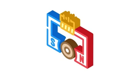 Ac generator electrical engineer isometric icon animation Stock Footage 327292381