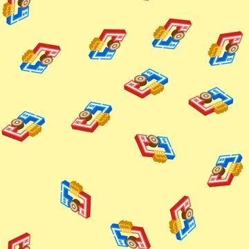 Ac generator electrical engineer isometric icon seamless pattern Stock Illustration