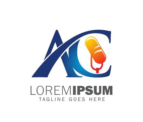 AC monogram initial podcast logo Stock Illustration