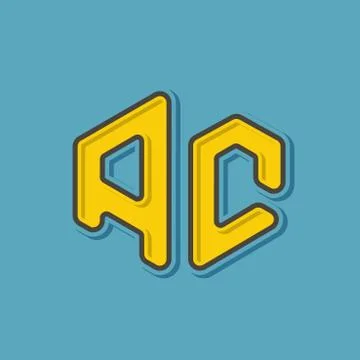 AC  monogram lettering with 3d style for Corporate business Stock Illustration
