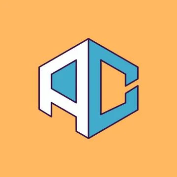 AC  monogram lettering with perspective geometric concept Stock Illustration
