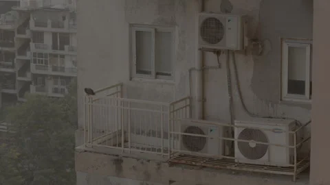 AC outdor unit hang on wall Stock Footage 252107464