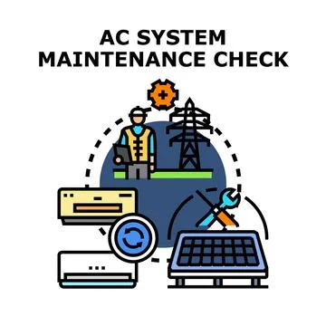 Ac system maintenance check and energy saving concept Stock Illustration