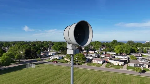 ACA P-50 Tornado Siren Aerial Orbit 360 Degrees Stock Footage 312134044