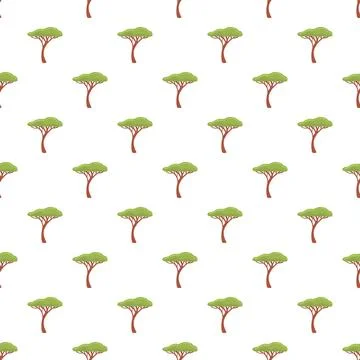 Acacia tree pattern repeating seamless background illustration 스톡 일러스트