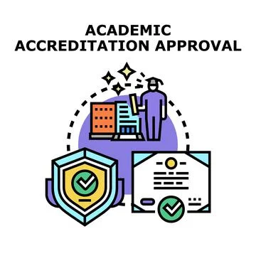 Academic accreditation approval process with a validated diploma Stock Illustration