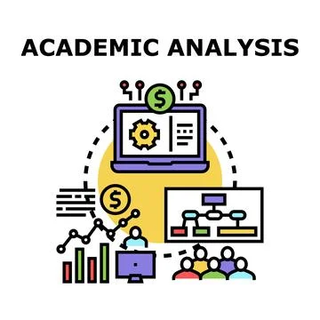 Academic analysis studying research data and financial trends Stock Illustration