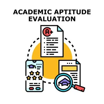 Academic aptitude evaluation measuring knowledge and success Stock Illustration