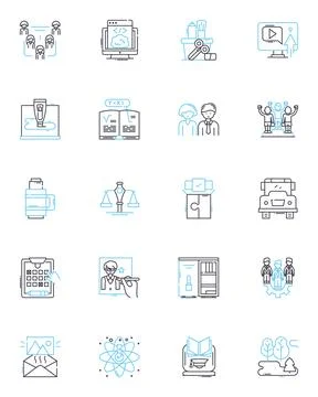 Academic aspects linear icons set. Research, Learning, Teaching, Writing イラスト素材