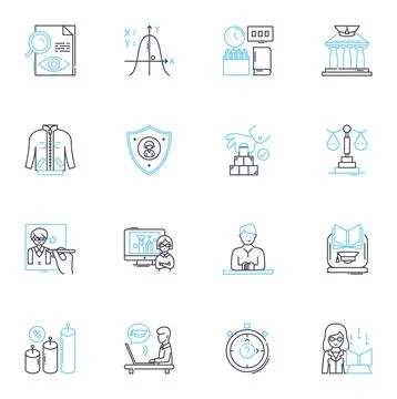 Academic aspects linear icons set. Research, Learning, Teaching, Writing イラスト素材