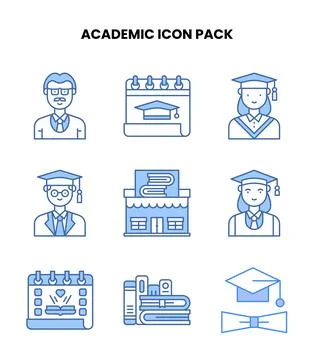 Academic Blue Bundle Icons Pack Ilustración de archivo