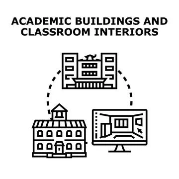 Academic building classroom interior design planning Stock Illustration