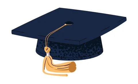 Academic Cap in Flat Design on White Background. Graduation Hat Illustration for Stock Illustration
