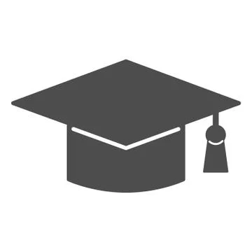 Academic cap solid icon, education concept, Student graduation hat sign on white Stock Illustration