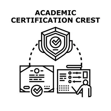 Academic certification process and educational achievement crest Stock Illustration