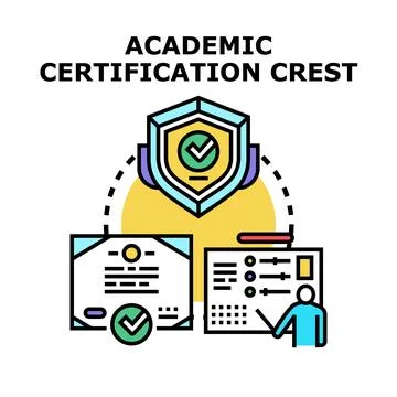 Academic certification process and educational achievement crest Stock Illustration