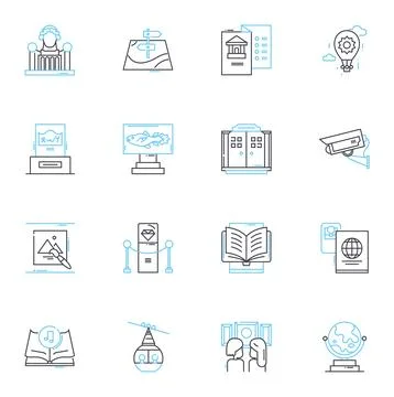 Academic conferences linear icons set. Nerking, Presentation, Research Stock Illustration