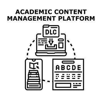 Academic content management platform delivering online education resources Stock Illustration