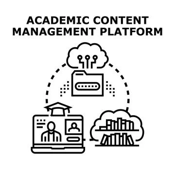 Academic content management platform for e learning Illustrazione stock