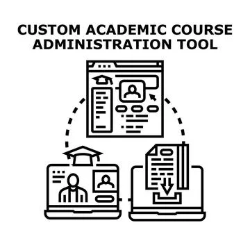 Academic course administration tool managing online education platform Ilustração Stock