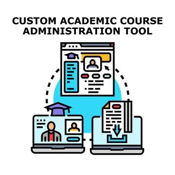 Academic course administration tool managing online education platform Ilustração Stock