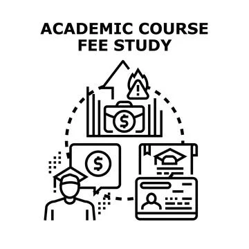 Academic course fee study analyzing increasing education costs Stock Illustration