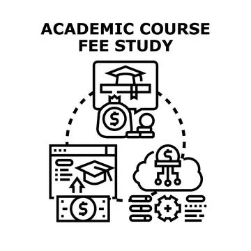 Academic course fee study and education cost investment Stock Illustration