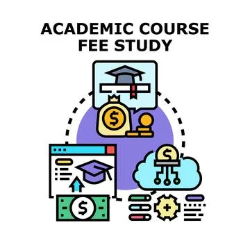 Academic course fee study and education cost investment Stock Illustration