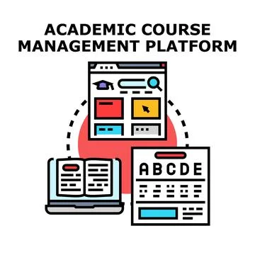 Academic course management platform digital learning concept Illustrazione stock