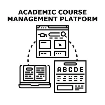 Academic course management platform digital learning concept Illustrazione stock
