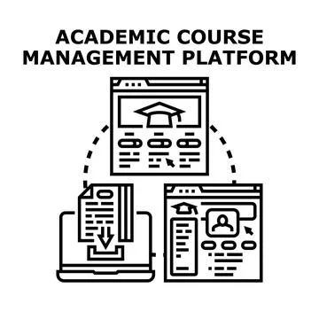 Academic course management platform for online education learning 库存插图
