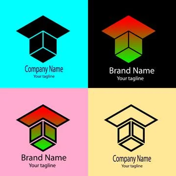 Academic Cube logo design Stock Illustration