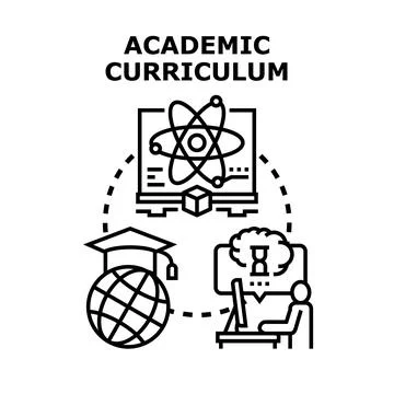 Academic curriculum studying developing global online education Stock Illustration