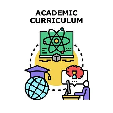 Academic curriculum studying developing global online education Stock Illustration