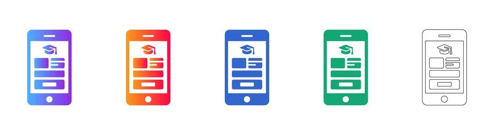 Academic Dashboard Mobile Interface Icons Illustrazione stock