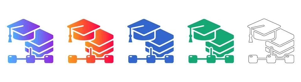 Academic Database Research Icon Set Stock Illustration